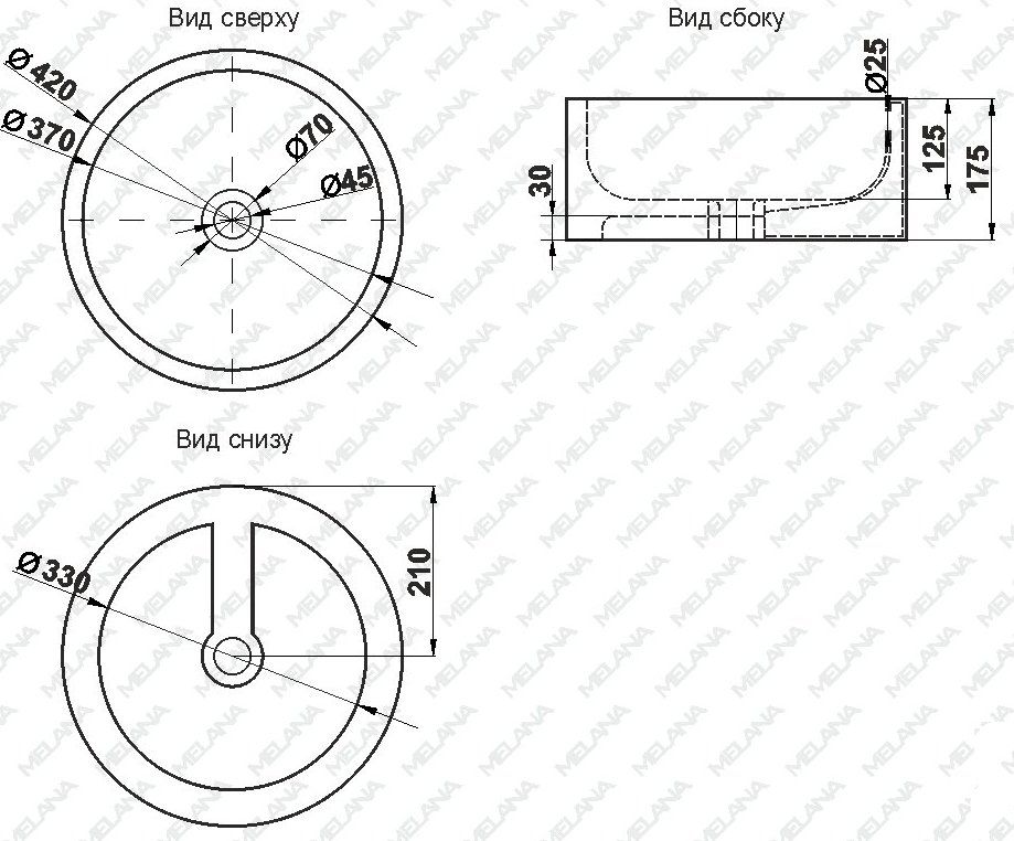 Раковина Melana 41.5x41.5, MLN-7076b