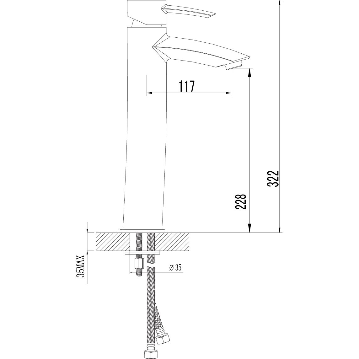Смеситель для умывальника высокий монолитный Lemark Atlantiss, LM3209C