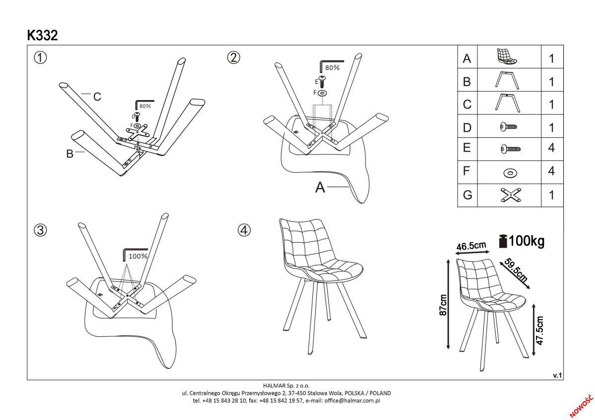 Стул кухонный Halmar K332 зеленый/черный, V-CH-K/332-KR-C.ZIELONY