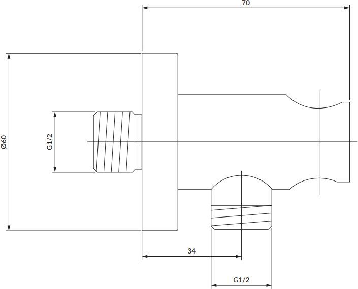 Угловое соеденение с держателем для душа Omnires, 8873NI