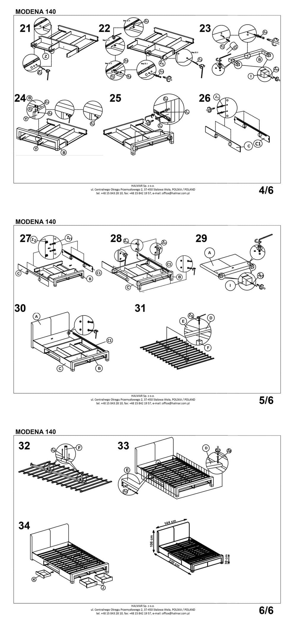 Кровать Halmar Modena серый 140/200, V-CH-MODENA_140-LOZ