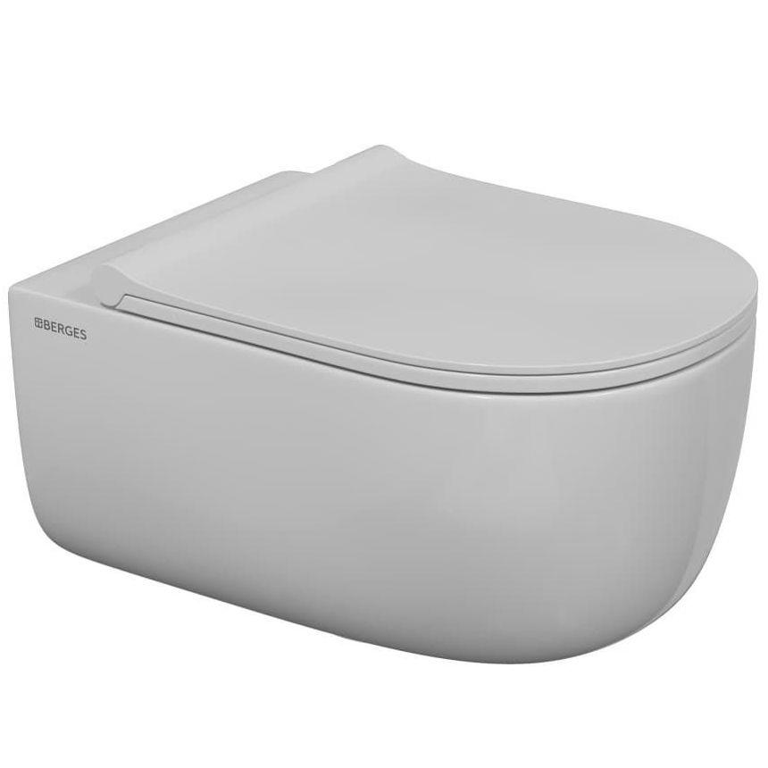 Унитаз подвесной Berges Ego XL Rimless с тонким сиденьем, 082118