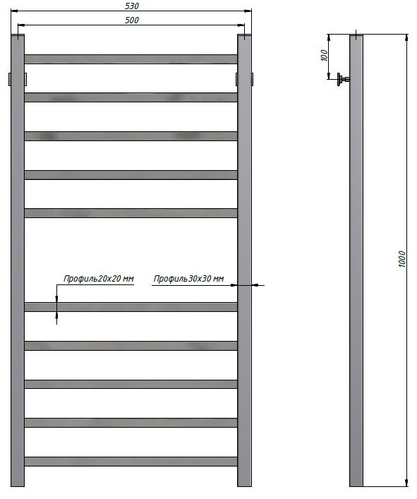 Полотенцесушитель Stinox Quatro 50x100