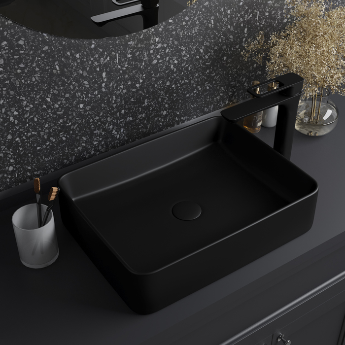 Умывальник накладной, черный матовый, Iddis Slide 47x36, SLIBM02i27