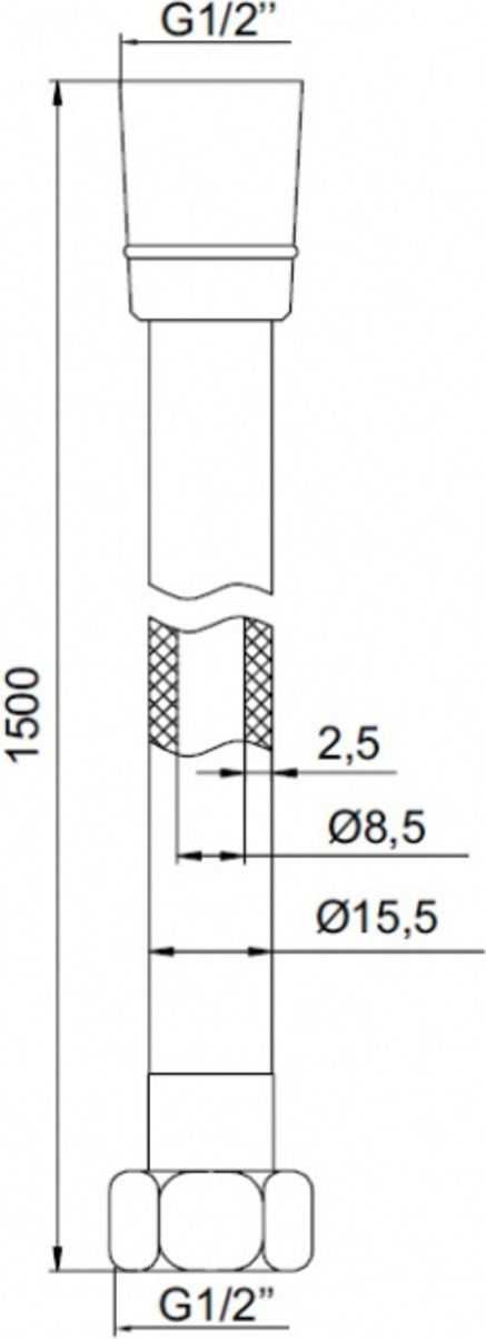 Шланг для душа, ПВХ, 1.5 м, Iddis, A50711 1.5