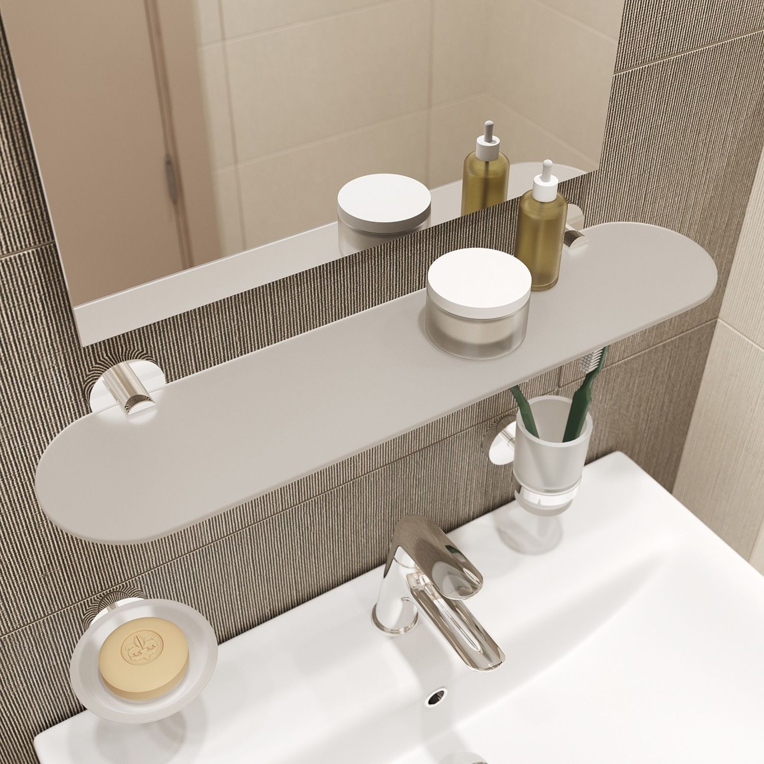 Полка, матовое стекло, сплав металлов, Iddis Sena, SENSSG0i44