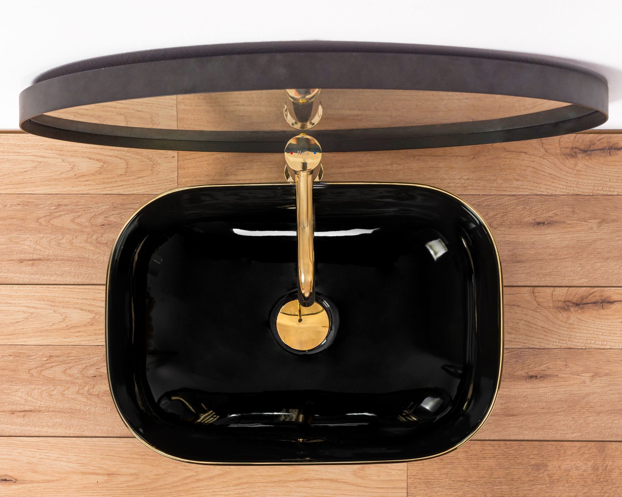 Умывальник Rea Belinda Black Gold Edge 46.5x33.5, REA-U8796