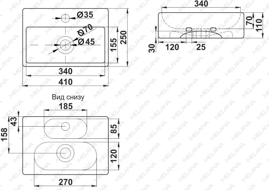 Раковина Melana MLN-A301, A301-803
