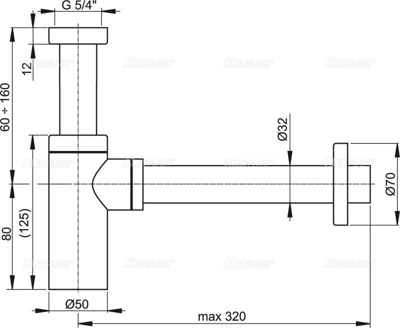 Сифон для умывальника Alcaplast, A400