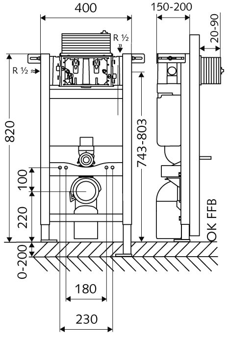Инсталляция для унитаза низкая Schell Montus 820 C, 030600099