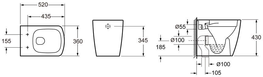 Приставной унитаз Lavinia Boho Aveo Rimless, 3306003R