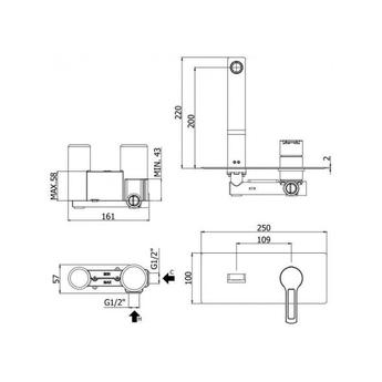 Смеситель для умывальника из стены Paffoni Ringo черный матовый, RIN105NO