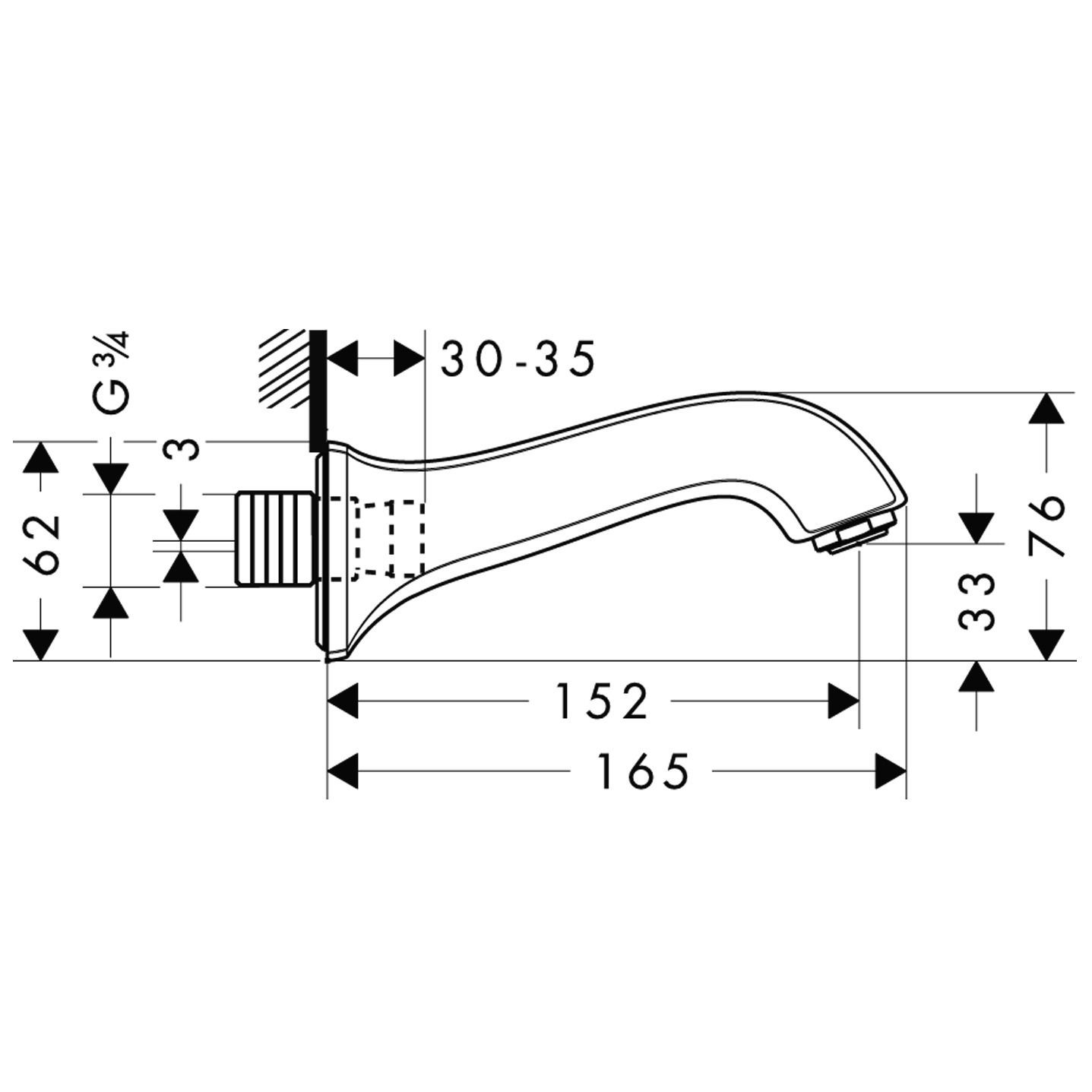 Излив для ванны/умывальника Hansgrohe Metris Classic, 13413000