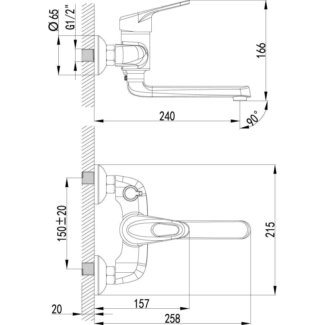 Смеситель для ванны с поворо. плоским изливом 172 мм Lemark Luna, LM4114C