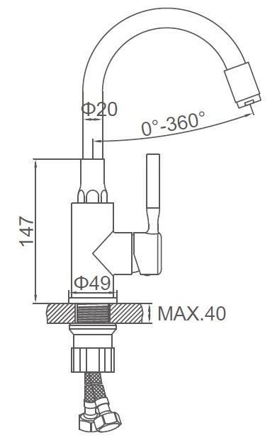 Смеситель для умывальника с гибким изливом белый/хром Ledeme L1399-3