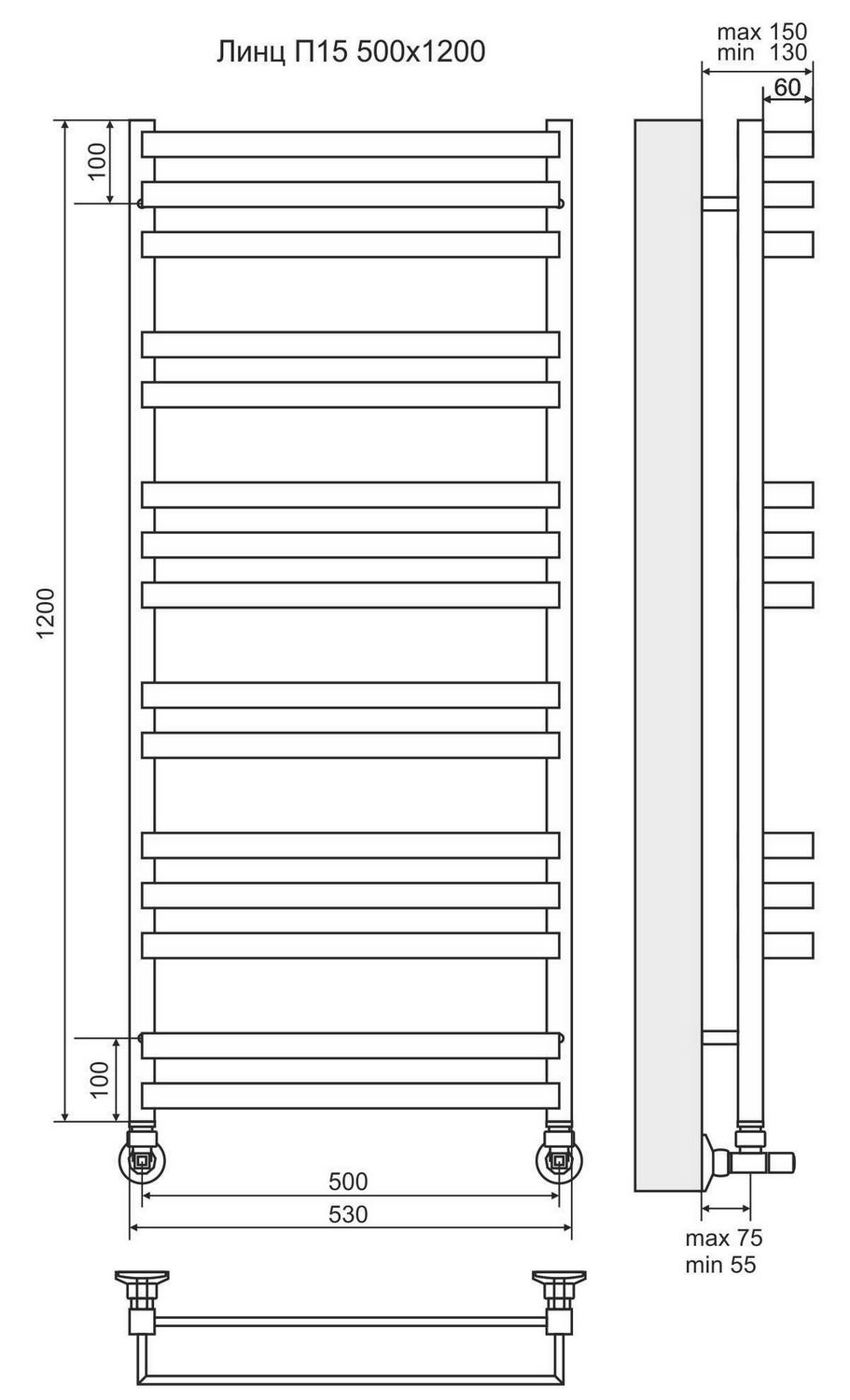 Полотенцесушитель Terminus Линц П15 50x120
