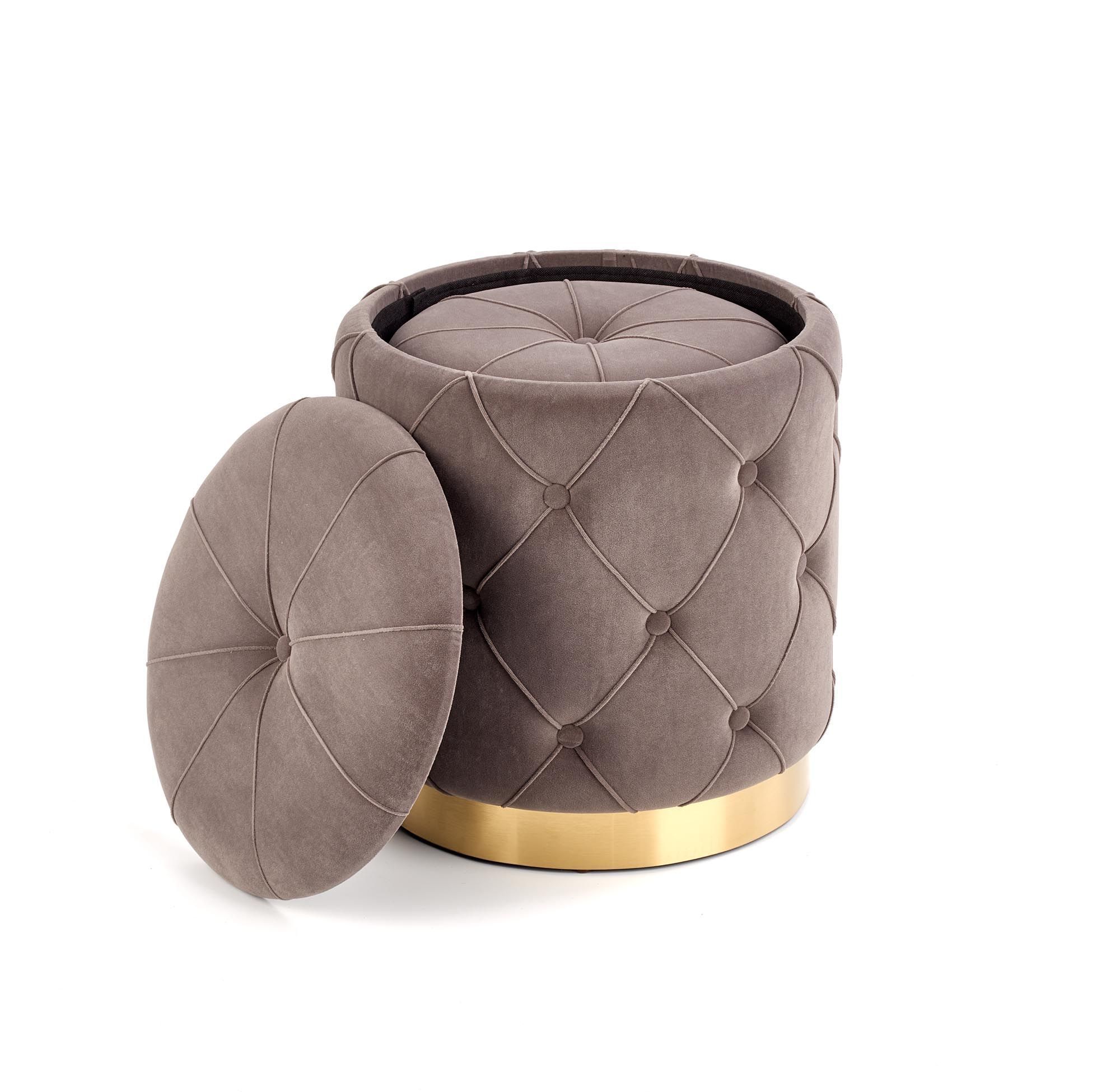 Комплект Halmar Polly (2 пуфа) серый/золотой, V-CH-POLLY-PUFA-POPIEL