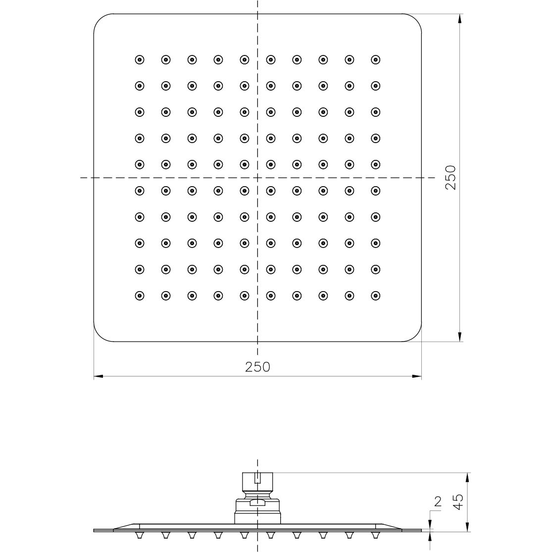 Лейка душевая верхняя квадратная 250х250 мм Lemark, LM9487S