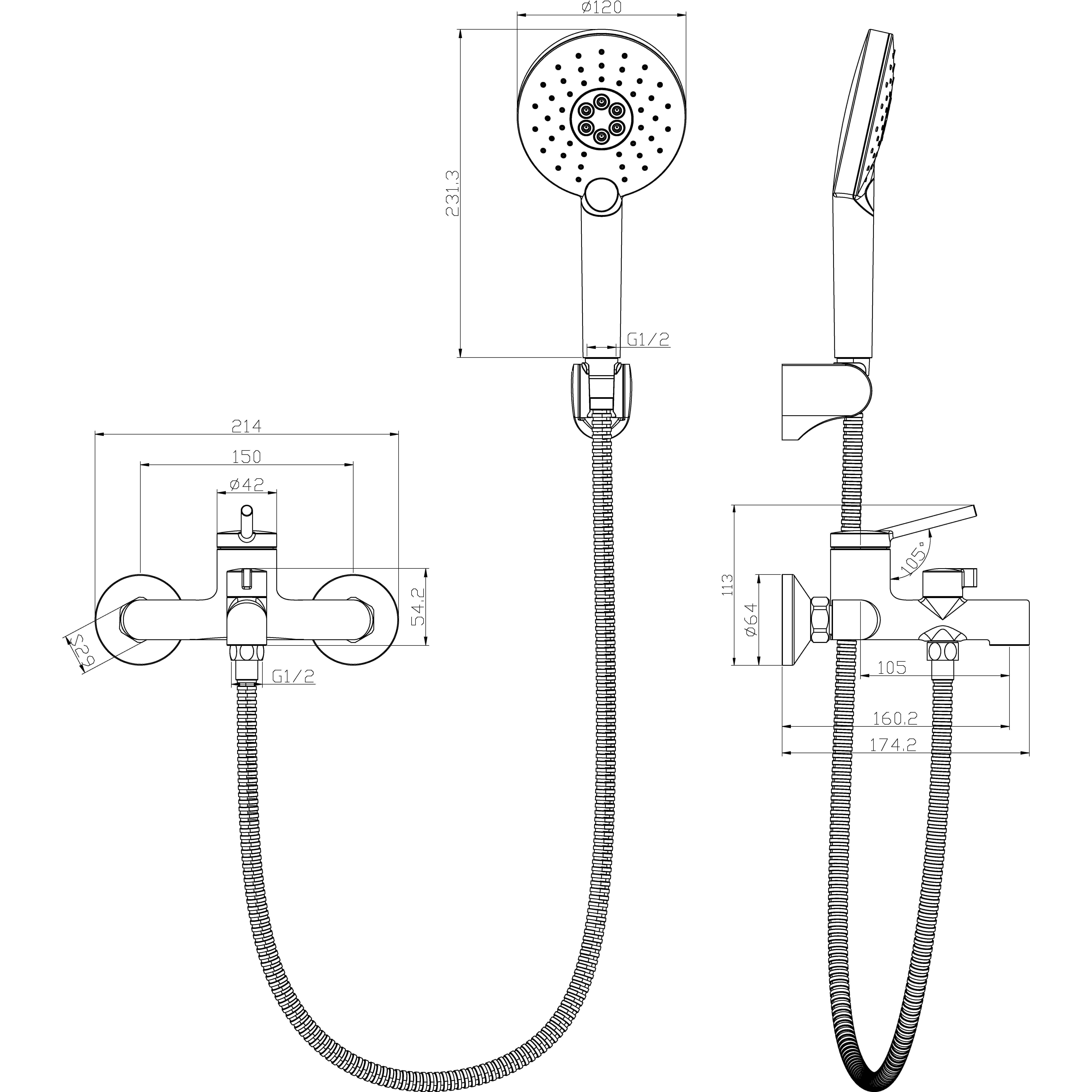 Смеситель для ванны с коротким изливом Lemark Minima, LM3814C