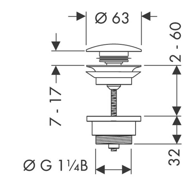 Донный клапан Hansgrohe Push-Open, 50100800