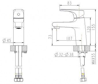 Смеситель для умывальника Bravat Vega F1119177CP