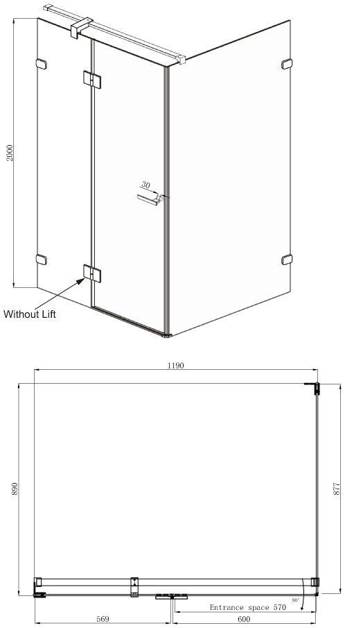 Прямоугольное душевое ограждение Ambassadro Amber 10011104L
