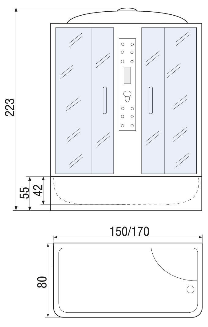 Душевая кабина River WISLA 150/80/55 170/80/55 МТ