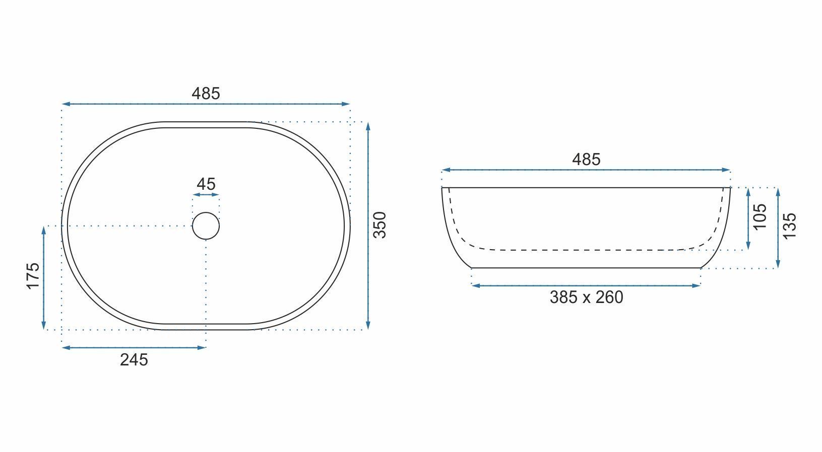 Умывальник Rea Lara Beige 48.5x35, REA-U9887