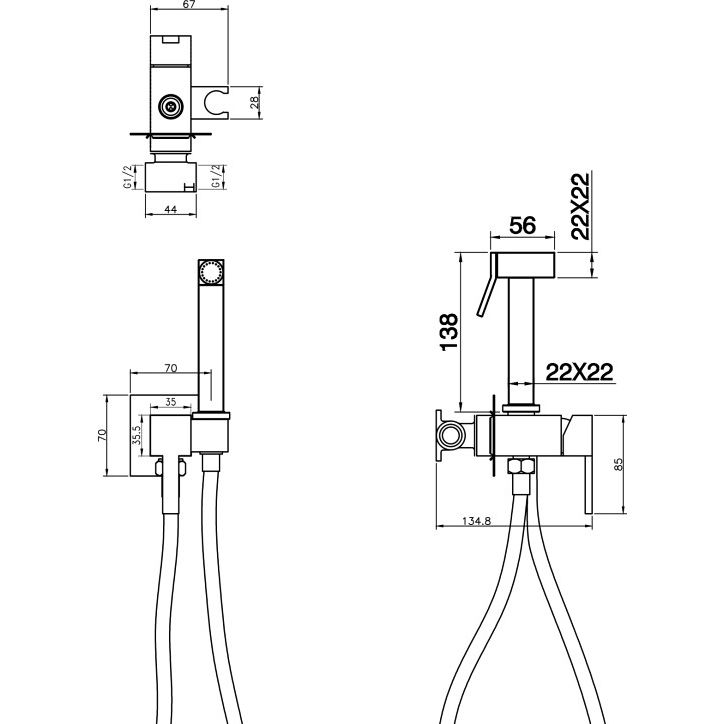 Гигиенический душ Vivi Felice 3515 Nero Opaco