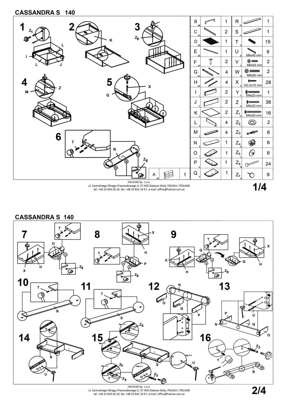 Кровать Halmar Cassandra-S белый/черный 140/200, V-CH-CASSANDRA_S_140-LOZ