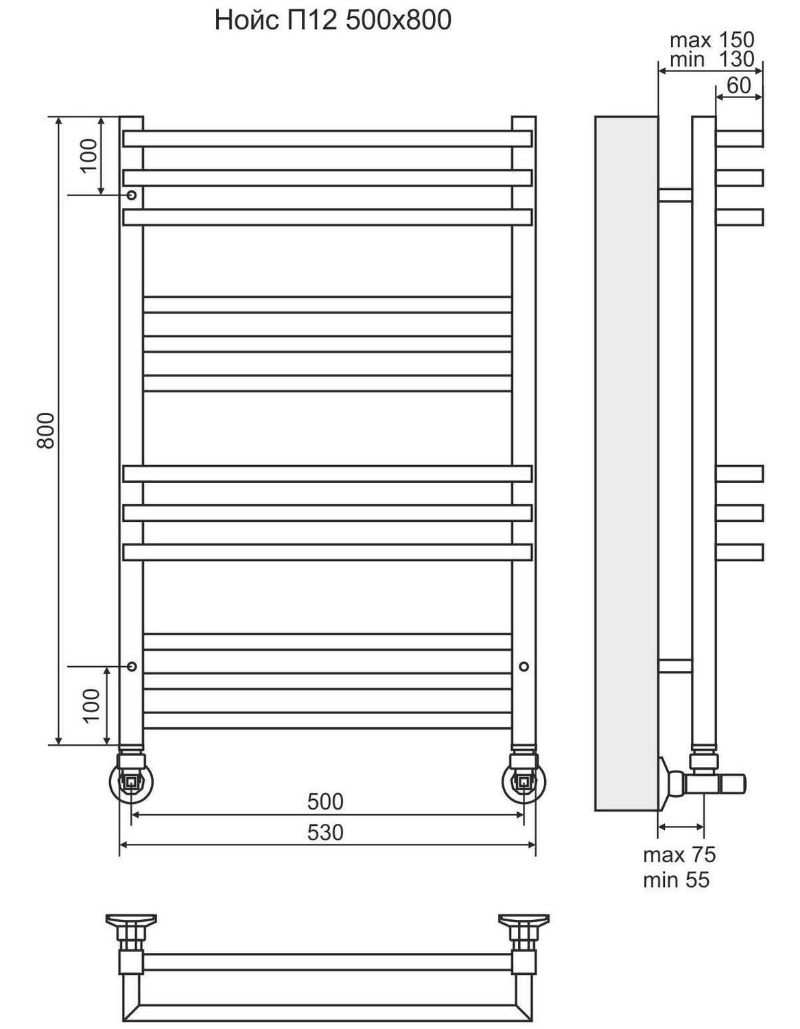 Полотенцесушитель Terminus Нойс П12 50x80