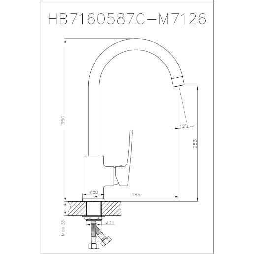 Смеситель для ванны с коротким изливом Haiba HB70587