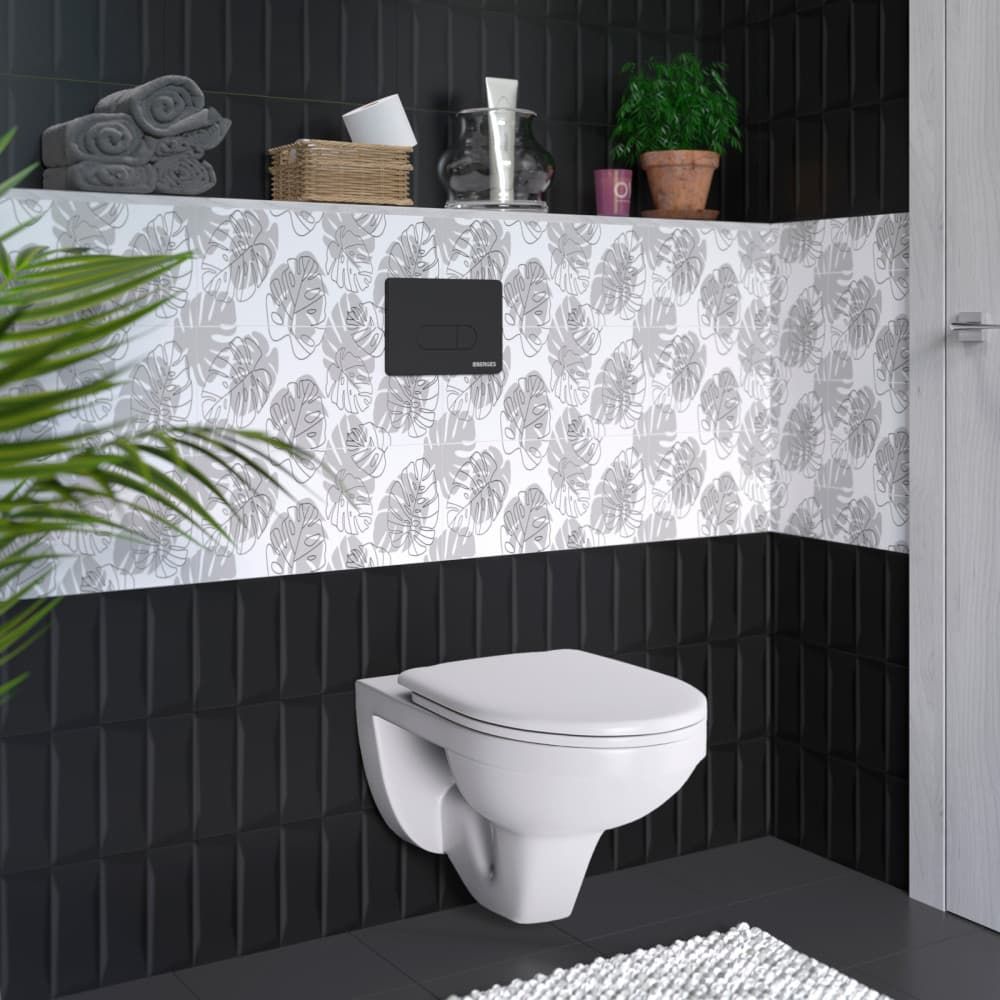 Комплект Berges Novum, кнопка D5 Soft Touch черная, унитаз Gamma, сиденье Gamma, 042418