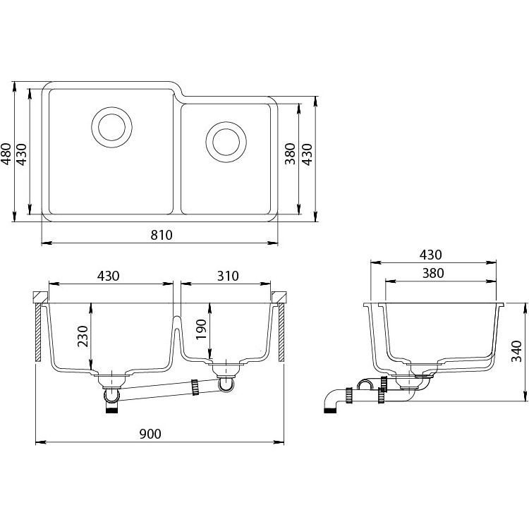 Мойка AquaSanita Arca SQA 230 601 L W black metallic