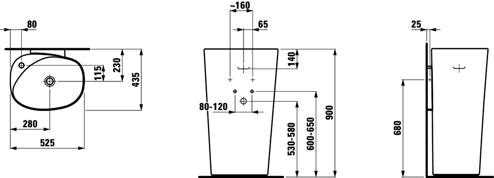 Свободностоящая раковина Laufen Palomba 52,543,5, 8.1180.4.000.104.1