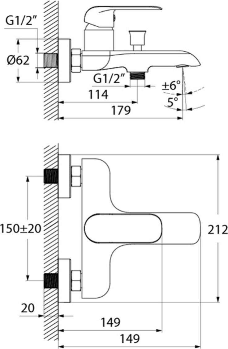 Смеситель для ванны, белый/хром, Iddis Calipso, CALSB00i02WA