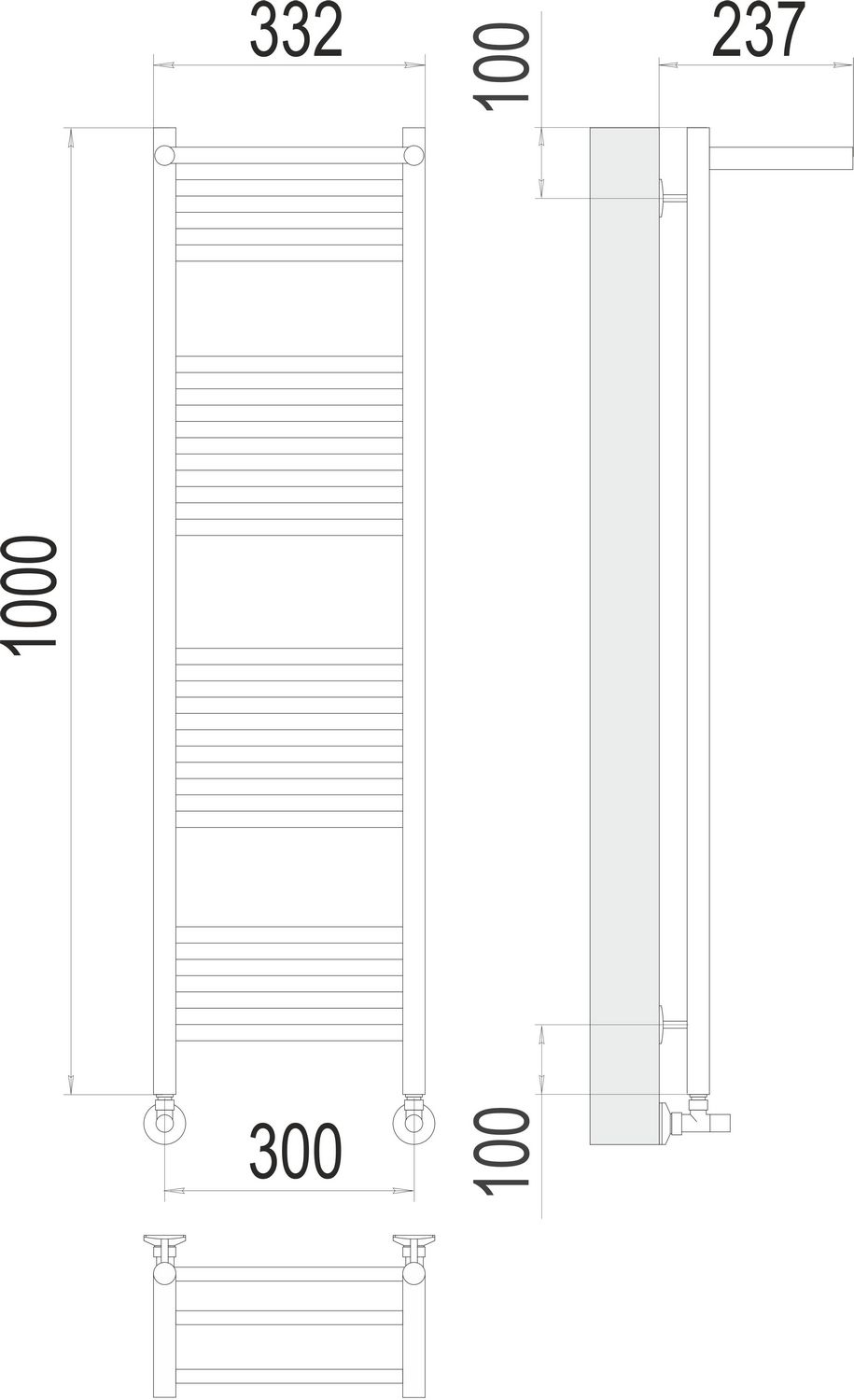 Полотенцесушитель Terminus Аврора с полкой П20 30x100
