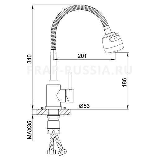 Смеситель для кухни с рефлекторным изливом Frap F40993-6