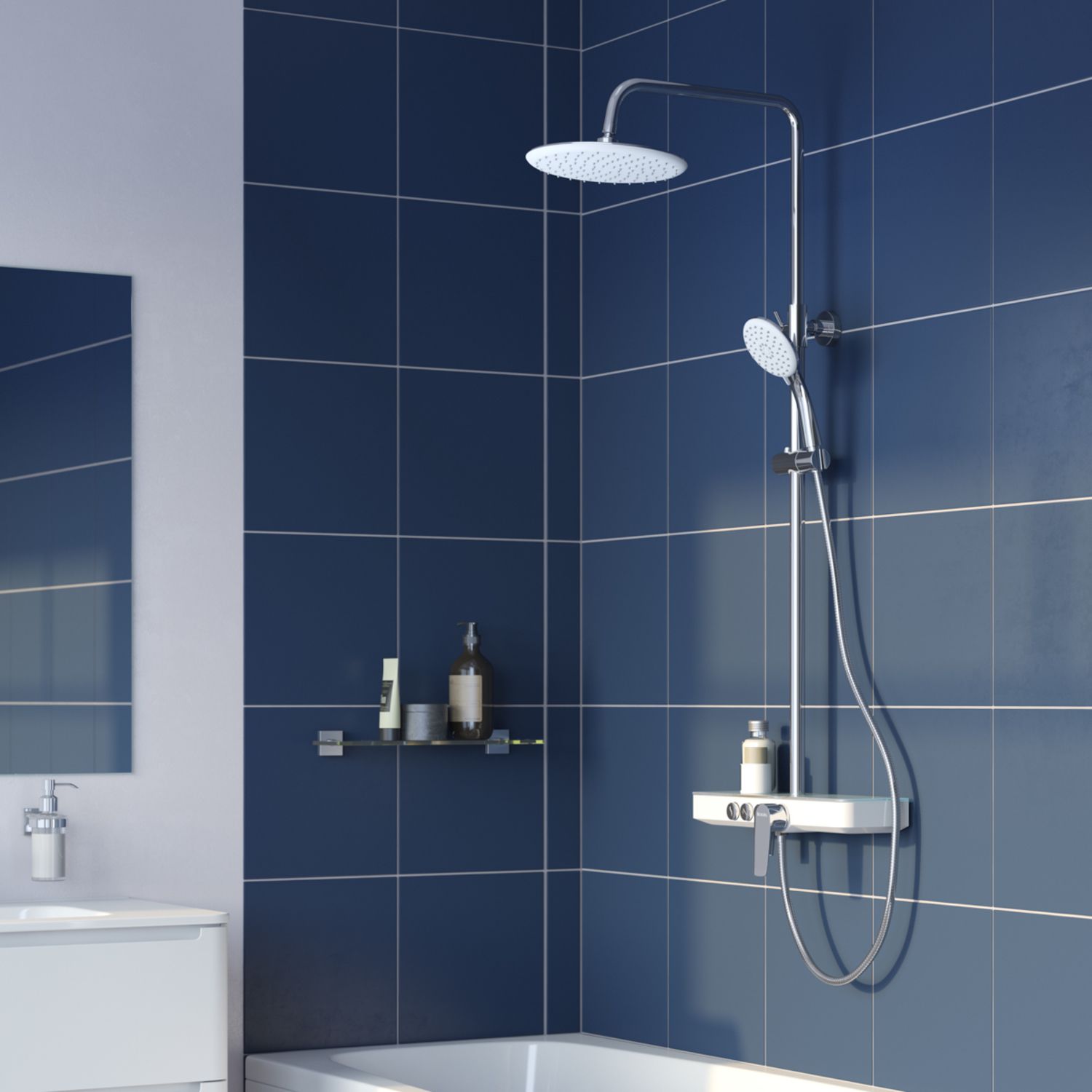 Смеситель для ванны с верхним душем, Iddis Shelfy, SHESB3Fi06