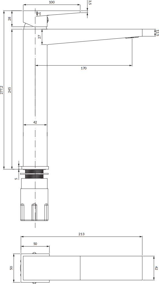 Высокий смеситель для умывальника Omnires Fresh, FR7112CR