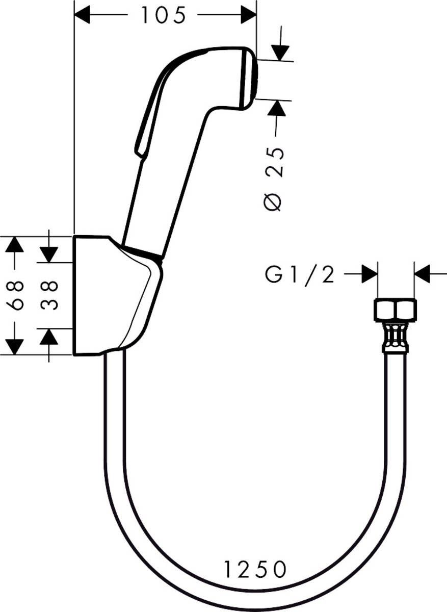 Гигиенический душ для псевдобиде Hansgrohe, шланг 125 см, 32127000