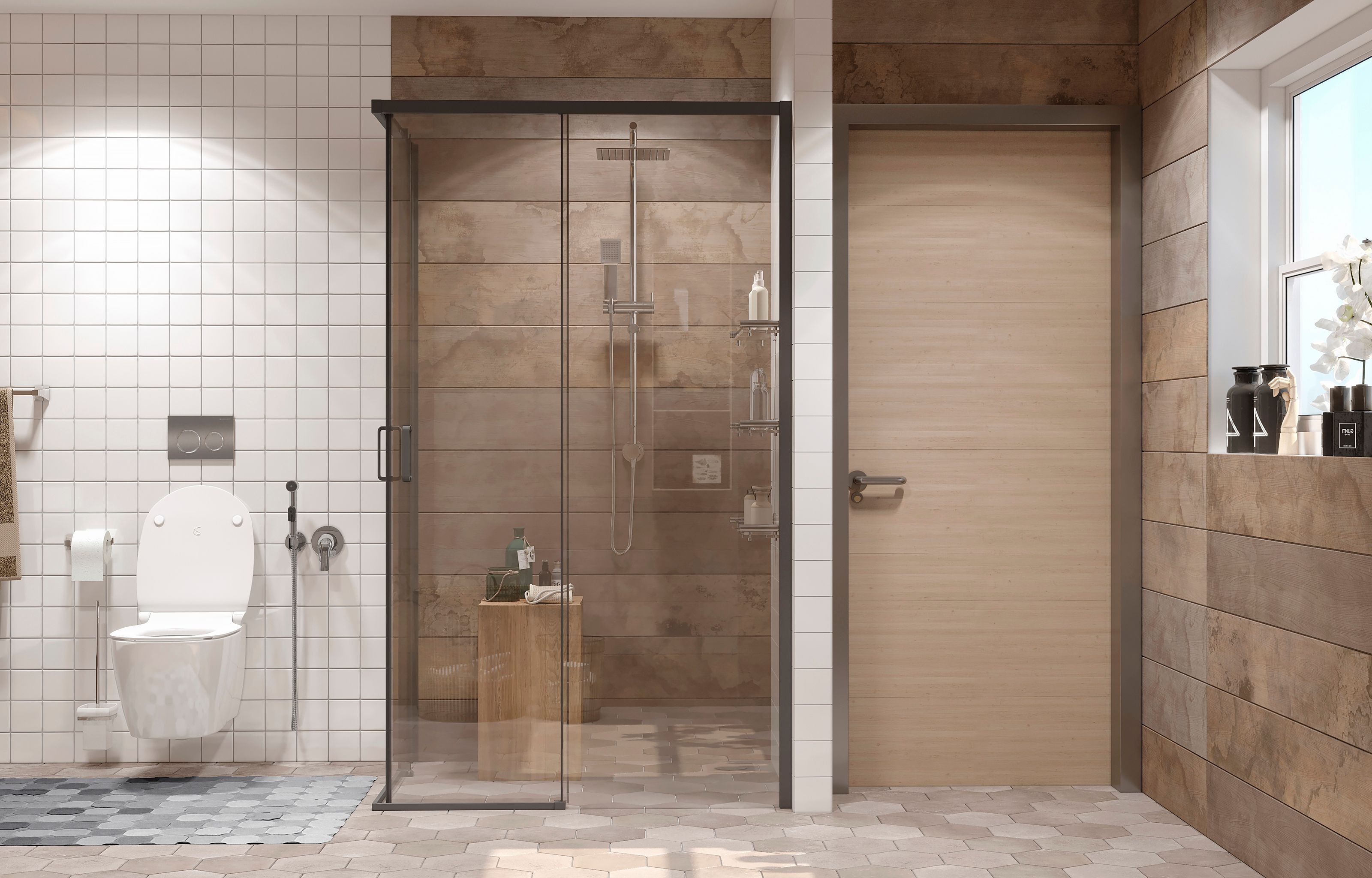 Прямоугольное душевое ограждение Ambassadro Queen Black 11011205R