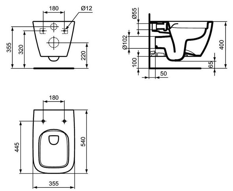 Подвесной унитаз Ideal Standard i.life B с технологией RimLS+, T461401