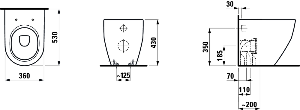 Унитаз напольный приставной Laufen Pro, 8.2295.2.000.000.1
