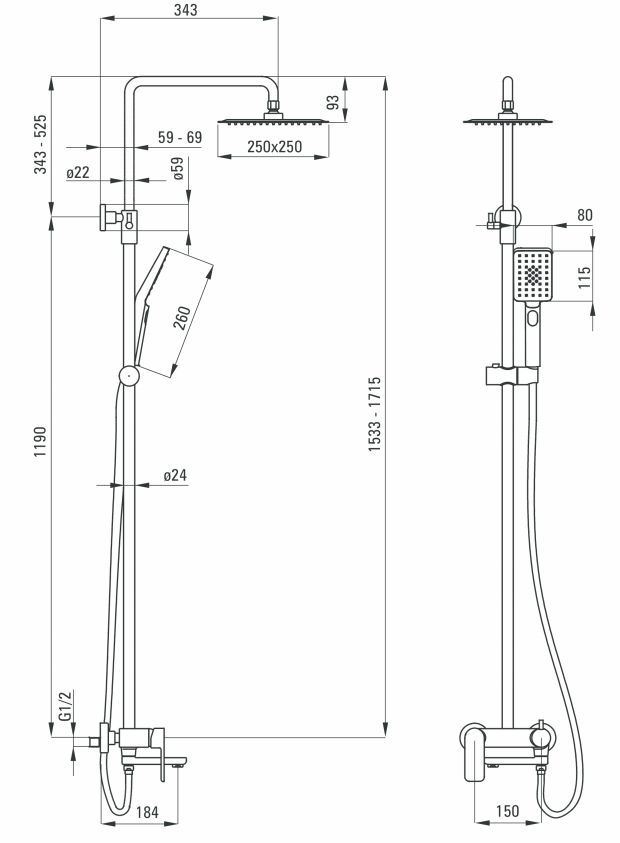 Душевая колонна Deante Cascada Alpinia, NAC_01AM