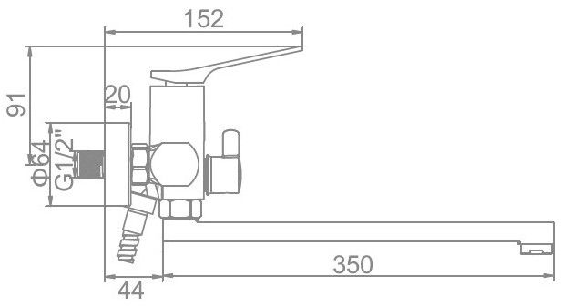 Смеситель для ванны черный Ledeme L2275B
