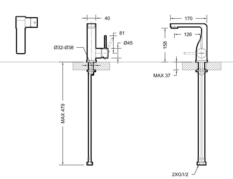 Смеситель для умывальника Bravat Arc F16061C-2