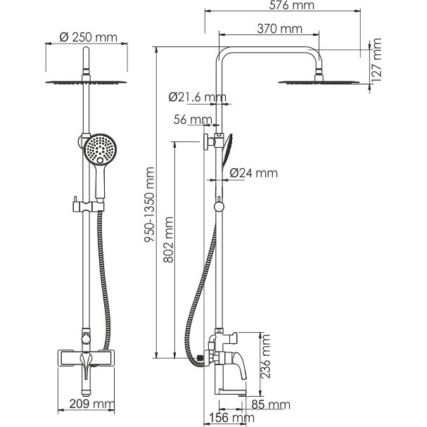Душевой комплект со смесителем WasserKRAFT, A17101