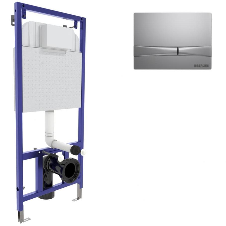 Инсталляция для скрытого монтажа унитаза Berges Novum кнопка F2 матовый хром, 040252