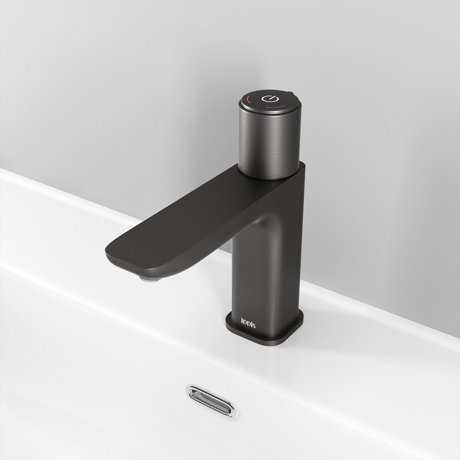 Смеситель для умывальника с управлением Push Control, графит, Iddis Slide, SLIGMBTi01